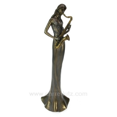 CL46101027  Sculpture en materiaux composite patiné bronze Eféa saxophone hauteur 34 cm 77,10 €