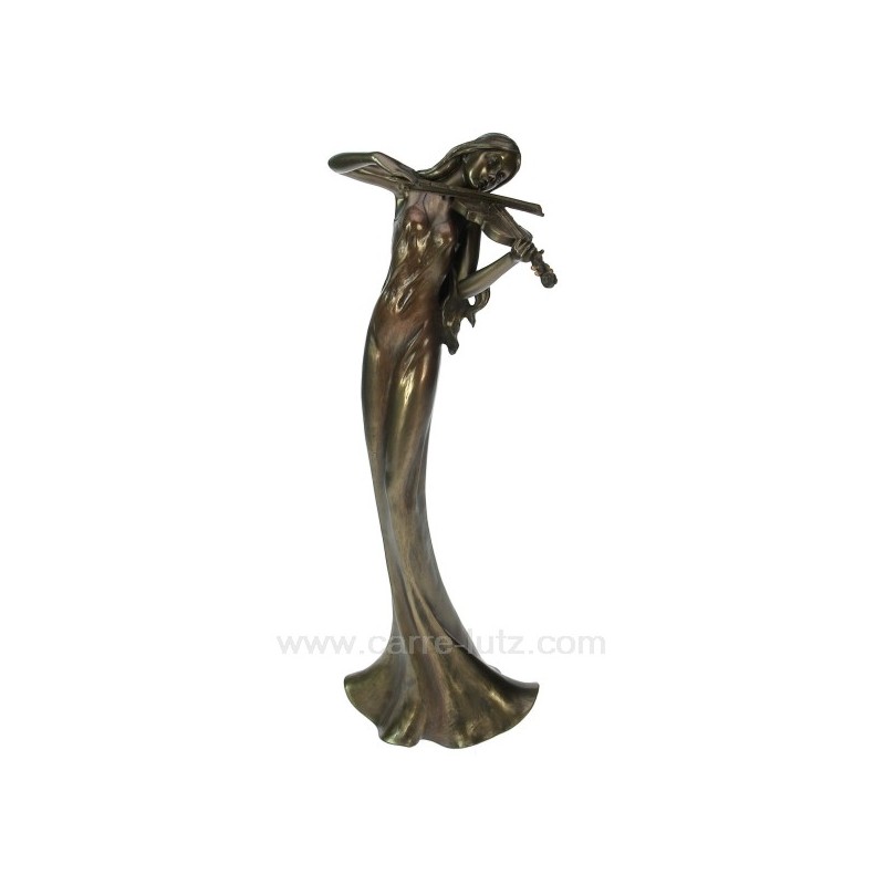 Sculpture en materiaux composite patiné bronze Eféa violon hauteur 33,5 cm