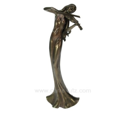 Sculpture en materiaux composite patiné bronze Eféa violon hauteur 33,5 cm