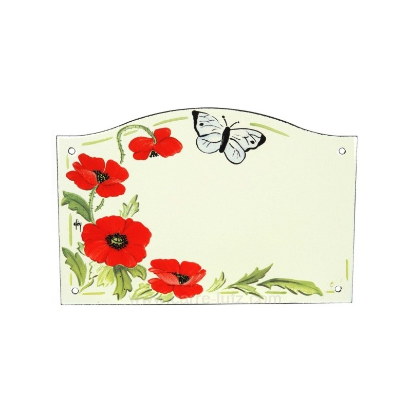 Plaque emaillee coquelicot