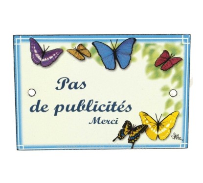 Plaque emaillee pas de pub