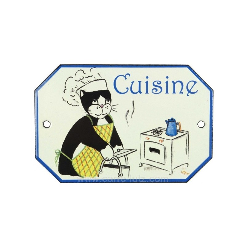 Plaque emaillee cuisine chat