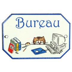 CL46302017  Plaque emaillee bureau chat 18,80 €