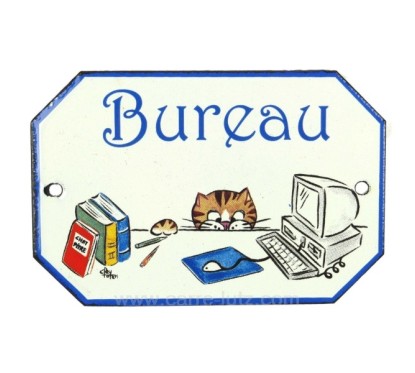 CL46302017  Plaque emaillee bureau chat 18,80 €