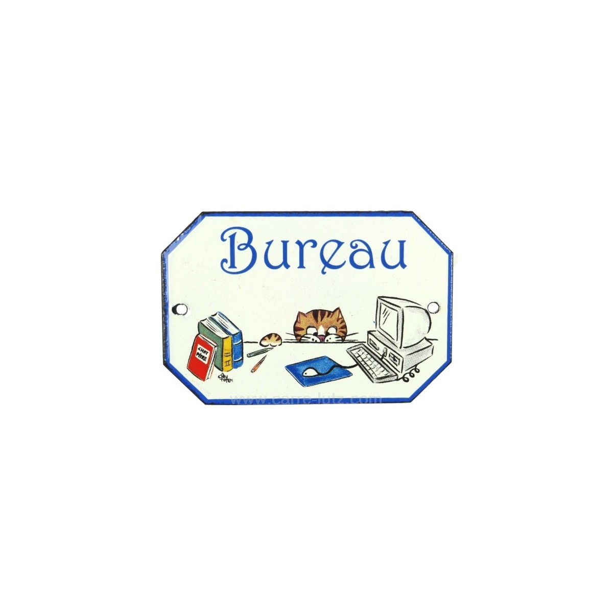 CL46302017  Plaque emaillee bureau chat 18,80 €