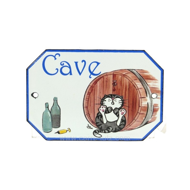 Plaque emaillee cave chat