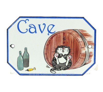 Plaque emaillee cave chat