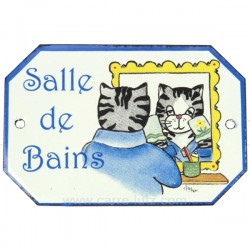 Plaque emaillee SDB chat Cadeaux - Décoration CL46302019, reference CL46302019