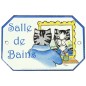 Plaque emaillee SDB chat