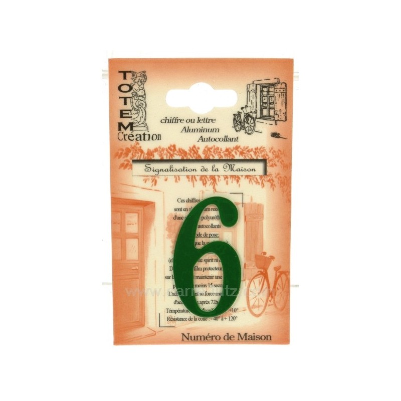 CL46302030  Chiffre n 6 vert 4,00 €