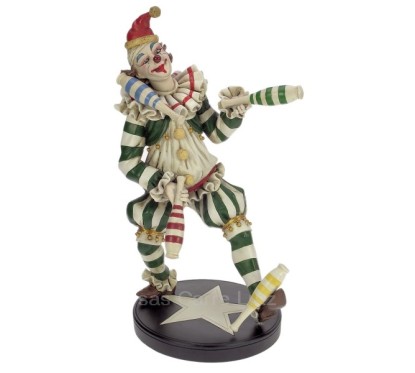 Clown jongleur en résine hauteur 36,5 cm