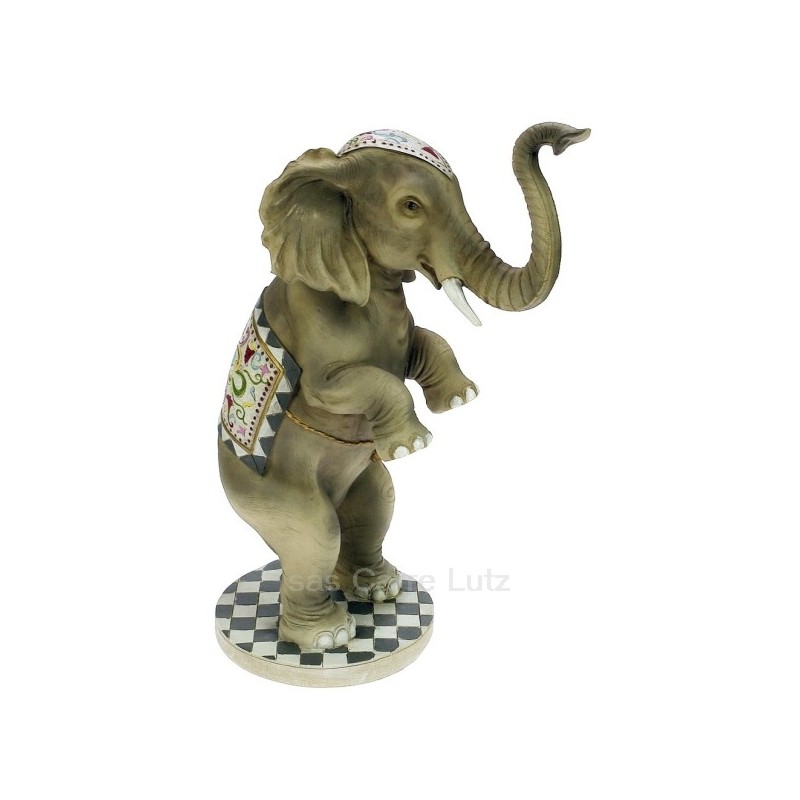 Eléphant de cirque en résine hauteur 32 cm