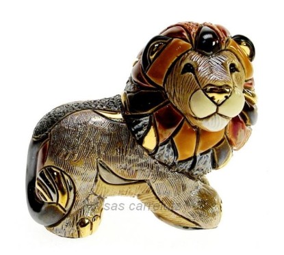 Lion en céramique platine et or - De Rosa Rinconada
