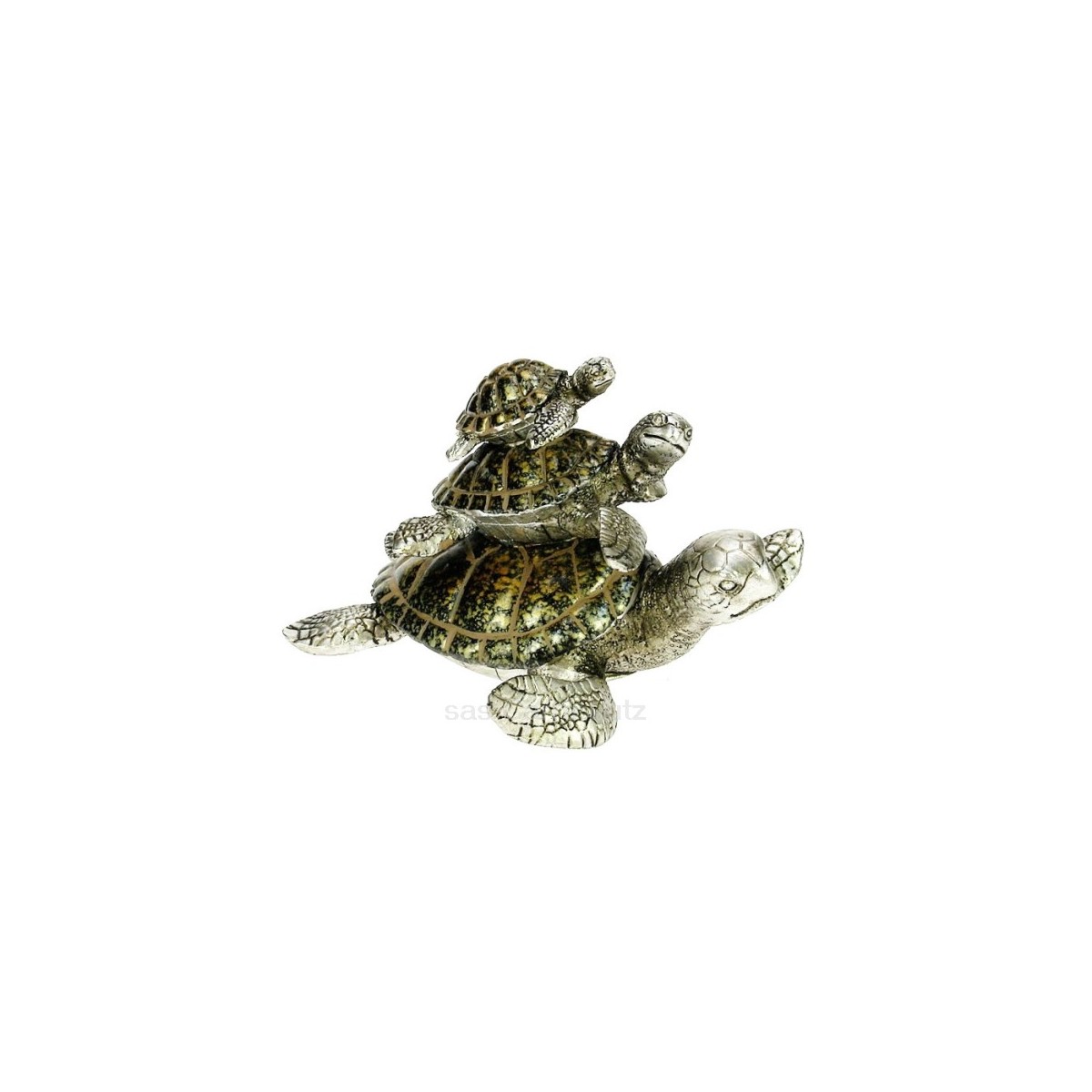 CL48100038  Famille 3 tortues de mer vert bronze en résine  10,40 €