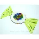 Porte couteaux bonbon Murano en murrine couleur vert clair longueur 7.5 cm