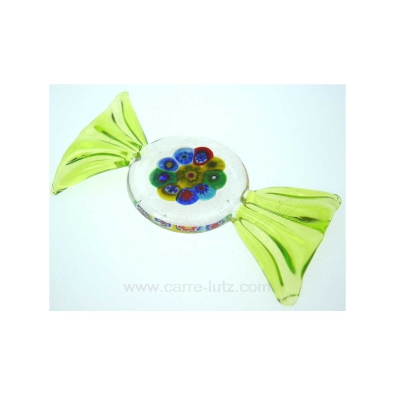 Porte couteaux bonbon Murano en murrine couleur vert clair longueur 7.5 cm