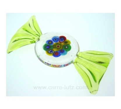 Porte couteaux bonbon Murano en murrine couleur vert clair longueur 7.5 cm