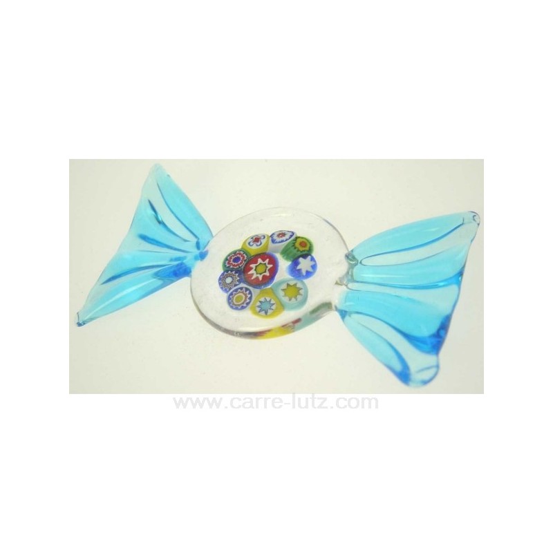 Porte couteaux bonbon Murano en murrine couleur bleu ciel longueur 7.5 cm