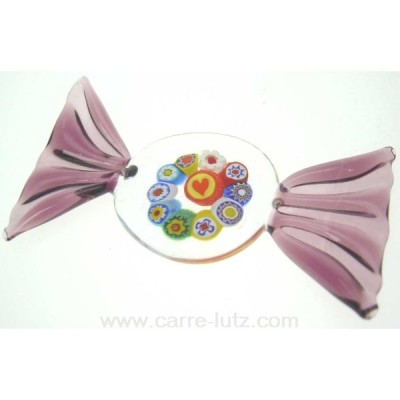 CL49600026 Porte couteaux bonbon Murano en murrine couleur mauve longueur 7.5 cm 7,50 €