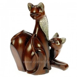 Couple de chat Royal﻿ en résine facon bois et métal﻿, reference CL50000094