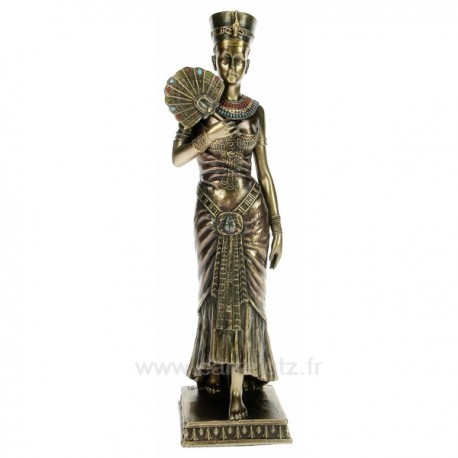 Reine Egyptienne avec éventail en résine décorée, reference CL50030131
