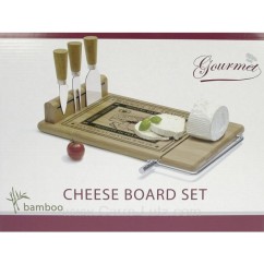 CL50120043  Plateau à fromage 3 accessoires + lyre en bambou décor fromages de tradition les délices des gourmets 39,10 €