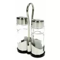 Saliere et poivriere + support inox