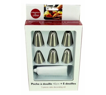 Coffret poche nylon lavable 40 cm﻿ 6 douilles inox différents décor﻿﻿