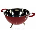 Passoire 3 pieds en inox brillant à l\'intérieur couleur rouge mat sur l\'extérieur