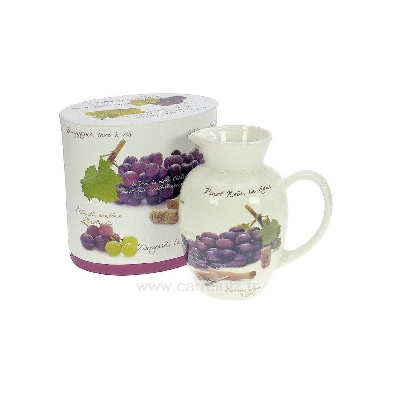 Carafe à vin décor raisin en porcelaine décorée