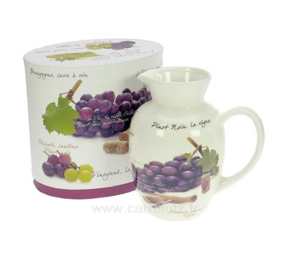 Carafe à vin décor raisin en porcelaine décorée