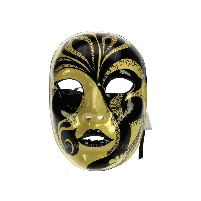 Masque Venise visage noir/or