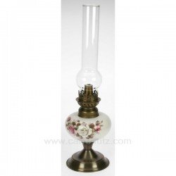 Lampe a petrole roses patine