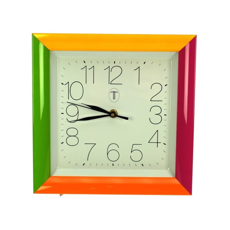 Horloge carre 4 couleurs