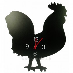 Horloge coq noir en plastique facon ardoise noir mat 