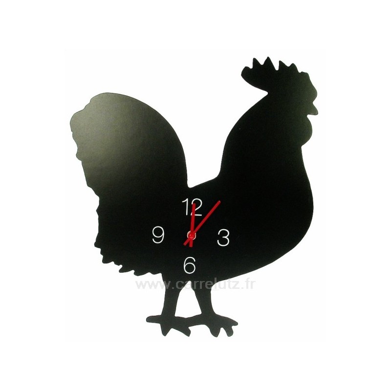 Horloge coq noir en plastique facon ardoise noir mat 