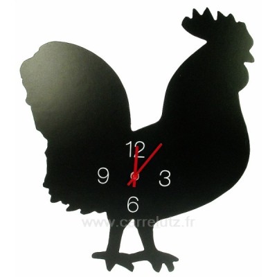 CL80000248  Horloge coq noir en plastique facon ardoise noir mat  34,90 €