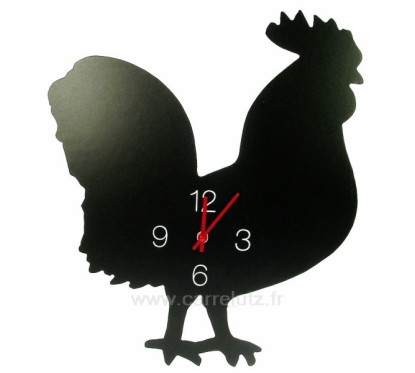 CL80000248  Horloge coq noir en plastique facon ardoise noir mat  34,90 €