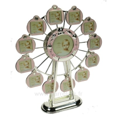 CL84000176  Grande roue porte photos musicale en métal argenté et émail rose﻿﻿ 70,10 €