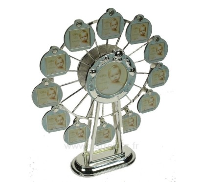 CL84000177 Grande roue porte photos musicale en métal argenté et émail bleu 70,10 €