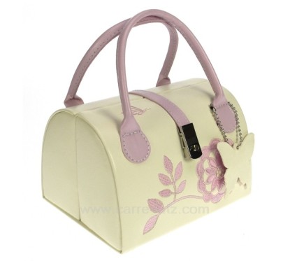 CL85000175  Coffret bijoux sac papillon en simili cuir blanc et rose 46,80 €