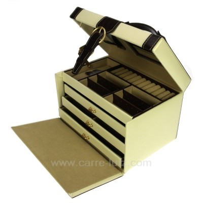 CL85000198  Coffret bijoux cuir beige et marron façon croco 122,90 €