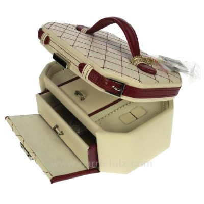 CL85000203 Coffret bijoux cuir ivoire et rouge couture rouge 87,40 €