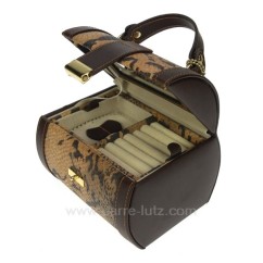 Coffret bijoux cuir marron et façon serpent, reference CL85000204