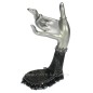 Main baguier Feminity en résine base dentelle noir et argent hauteur 21,5 cm