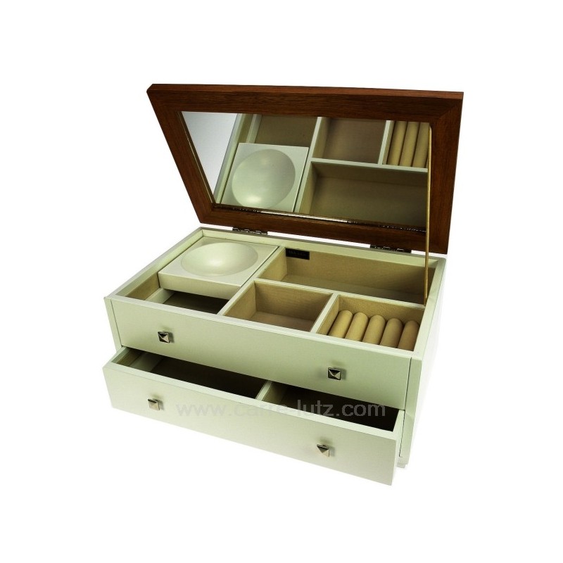 Coffret à bijoux en bois blanc dessus chêne clair