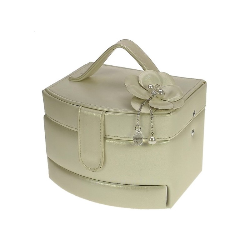 CL85000271  Coffret à bijoux créme en simili cuir couleur nacré décor fleur perle 60,30 €
