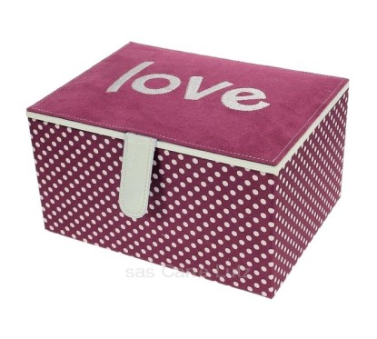 CL85000281  Coffret bijoux brodé "love" extérieur pois roses 57,70 €