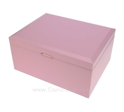 Coffret bijoux Libby rose en bois peint rose intérieur suédine beige