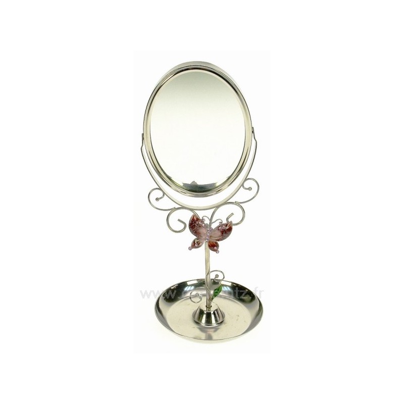 Miroir de coiffeuse papillon rose